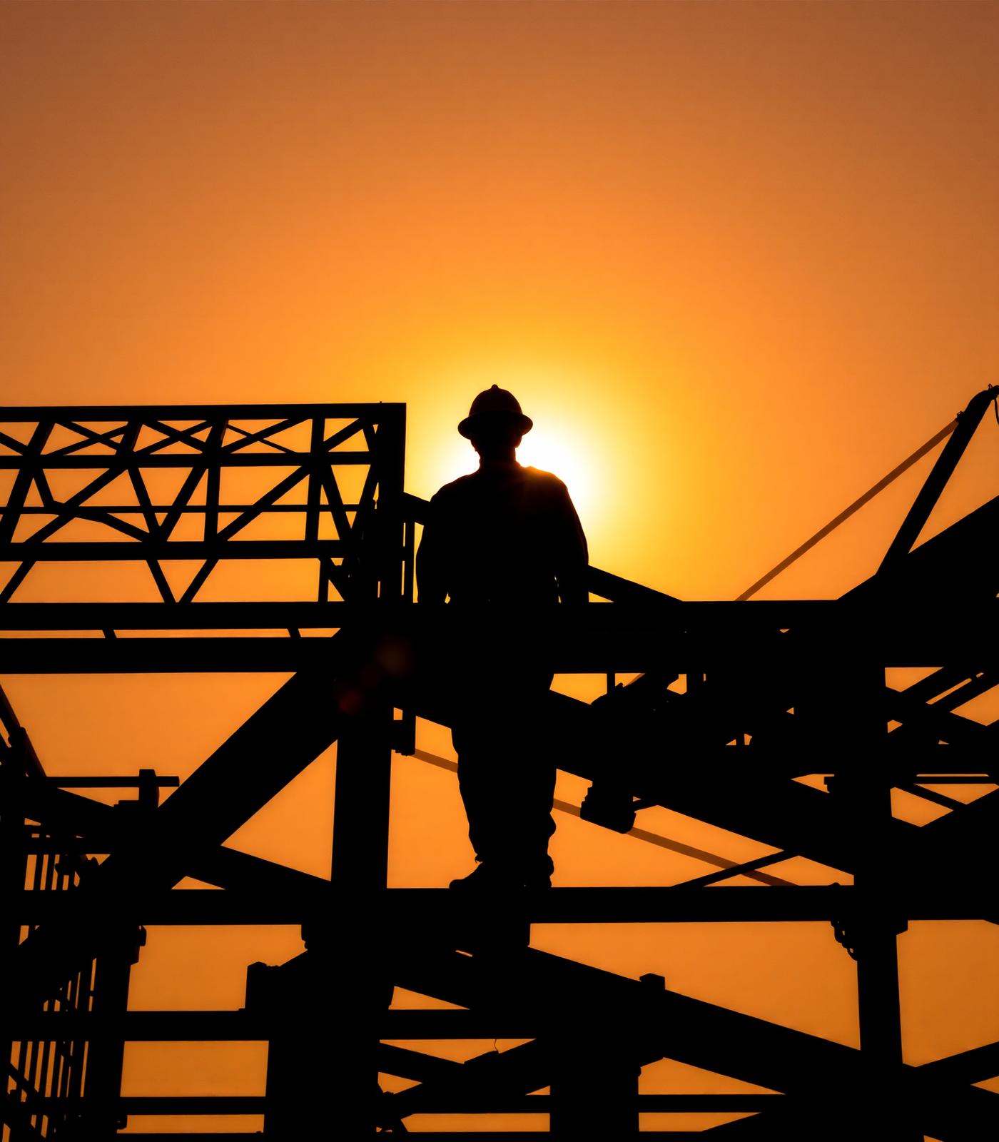 Ironworker silhouette at sunrise